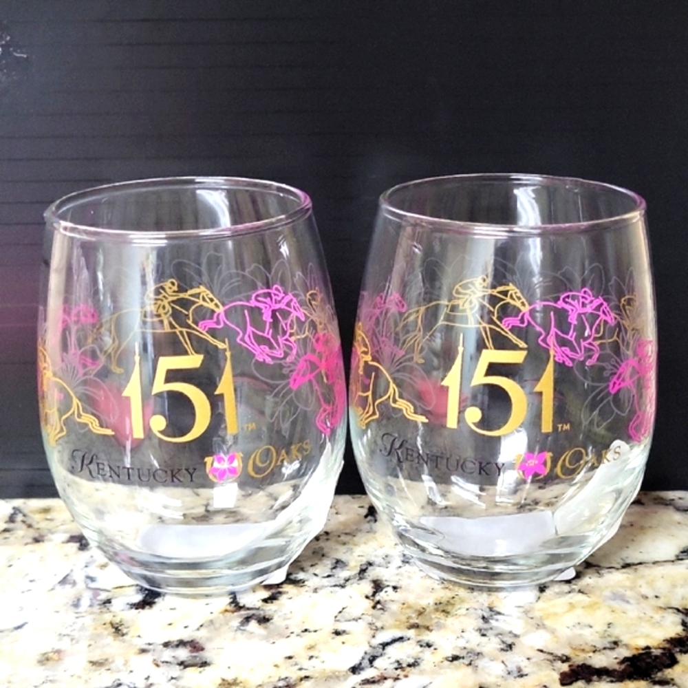 Kentucky Derby 151 Oaks Lily Glasses Pair